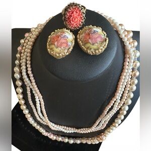 Vintage Pearl and Cameo Jewelry Set